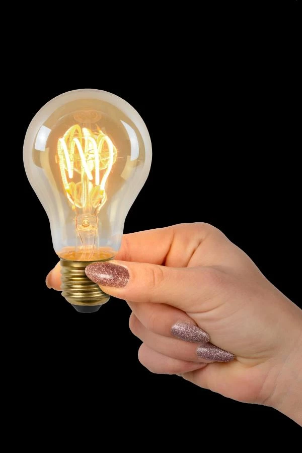 Lucide A60 TWILIGHT SENSOR - Filament bulb - Ø 6 cm - LED - E27 - 1x4W 2200K - Day/Night Sensor - Amber - atmosphere 1